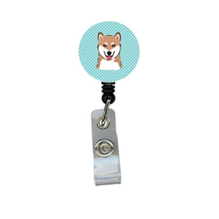 Teacher&Aposs Aid Checkerboard Blue Shiba Inu Retractable Badge Reel TE3439788